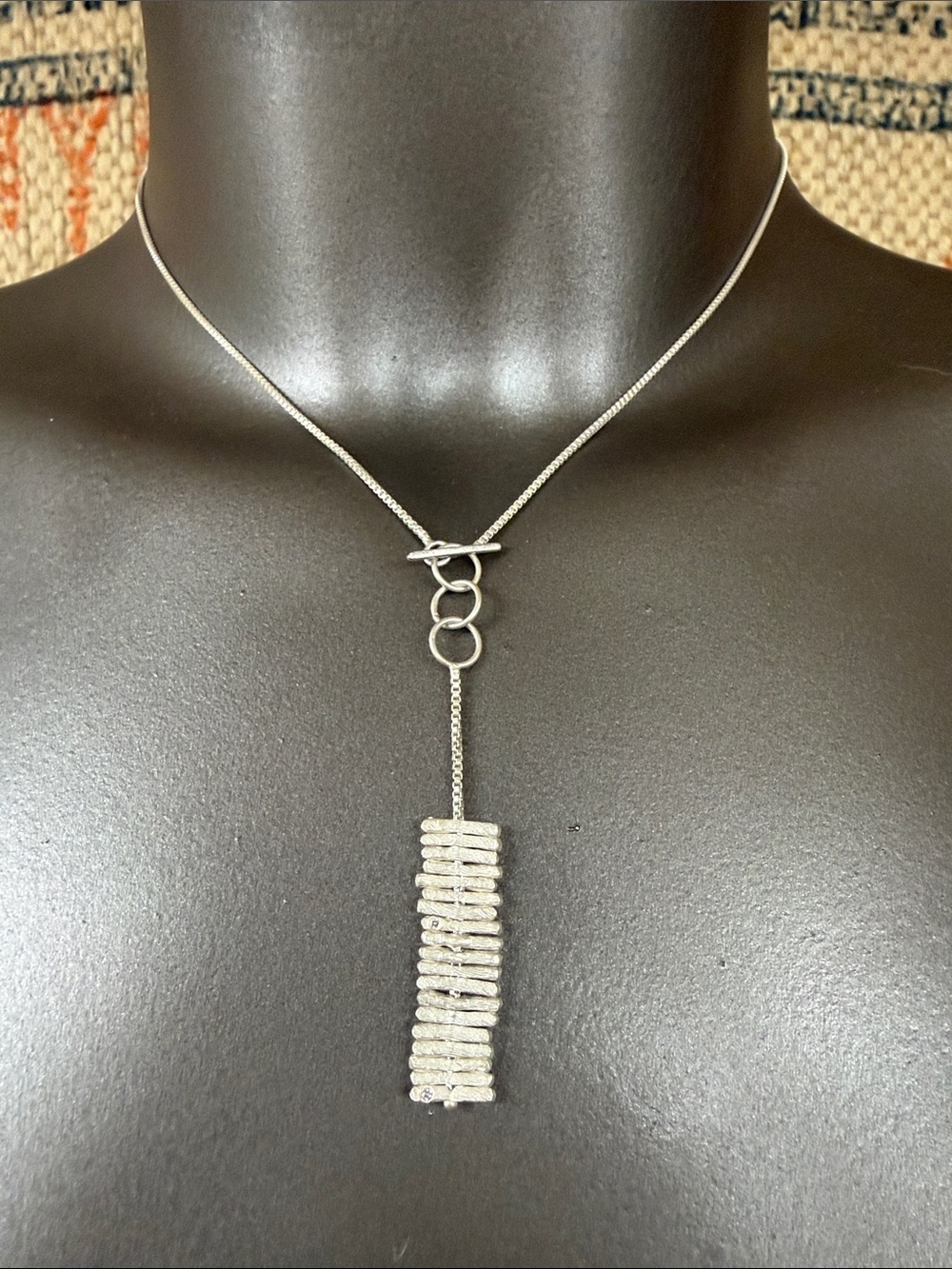 Two Rivers frosted white gold and tiny diamond necklace. New with tags!